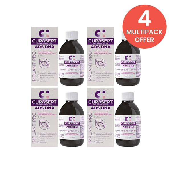 Curasept ADS Implant Mouthwash 0.2% 200ml - Pack of 4