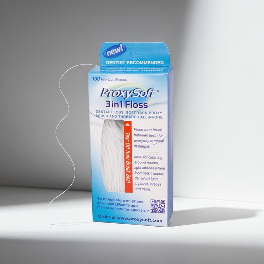 Dental Floss, Soft Yarn Proxy Brush and Threader All-In-One (100 strands)