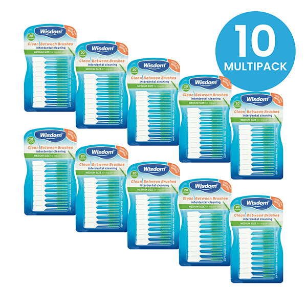Wisdom Clean Between Interdental Brushes 20's Medium Green - Pack 10