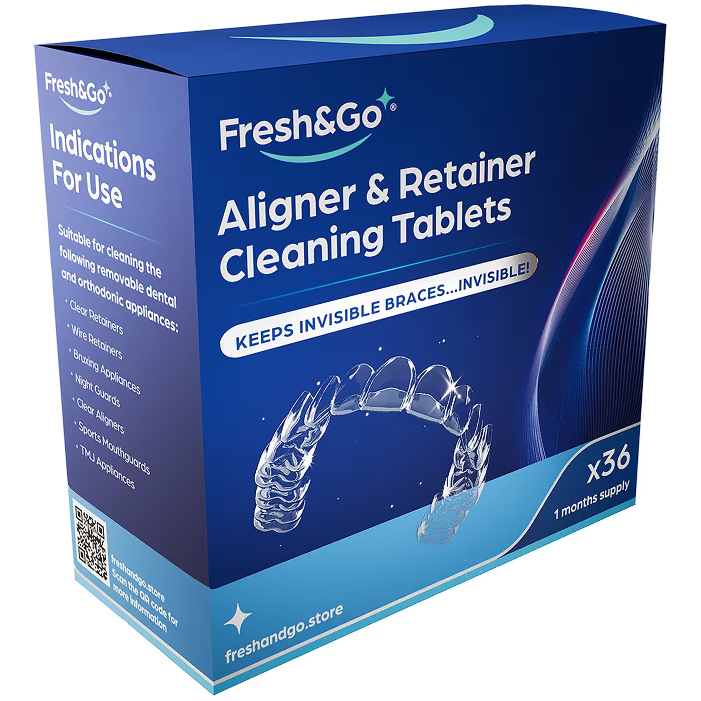 Fresh & Go Aligner and Retainer Cleaning Tablets (36)