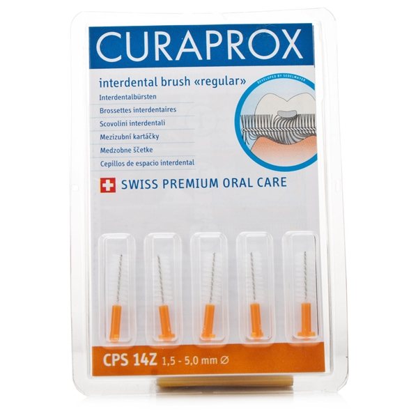 Curaprox Interdental Brushes Regular 5-pack CPS14 - Orange Tapered - 1.5mm additional image