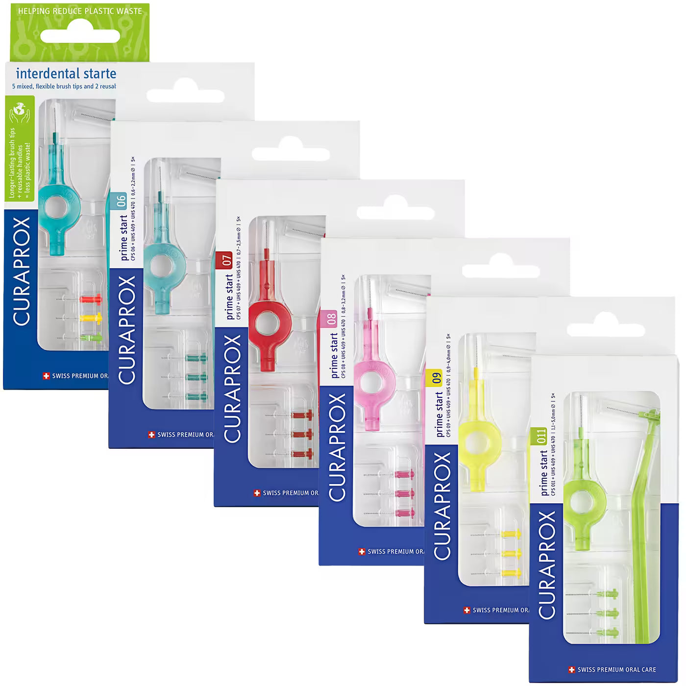 Curaprox CPS Prime Interdental Brushes Starter Kit - 2 Handles 5 Brushes