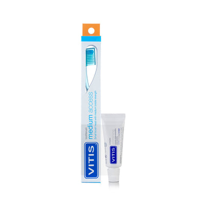 Vitis Toothbrush Medium Access Brush Inc: Whitening sample toothpaste - image