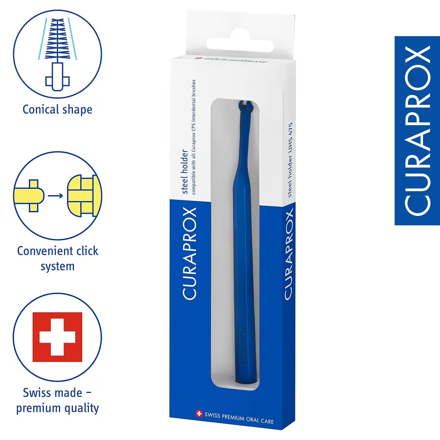 Curaprox Steel Blue Click Interdental Brush Holder