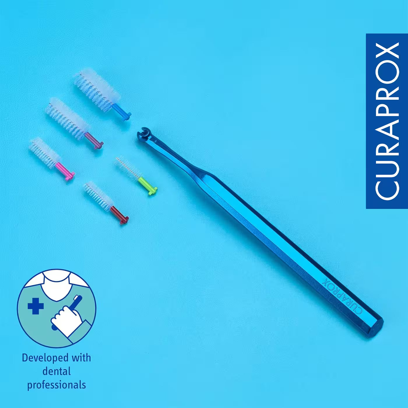 Curaprox Steel Blue Click Interdental Brush Holder