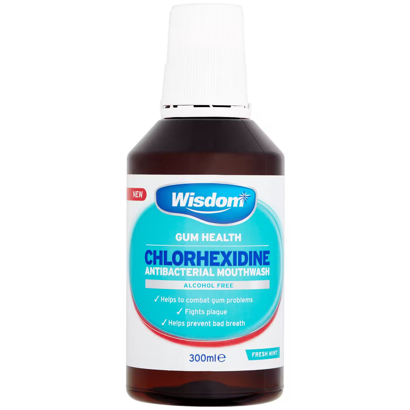 Wisdom Chlorhexidine 0.2% Mint Alcohol Free Mouthwash (300ml)