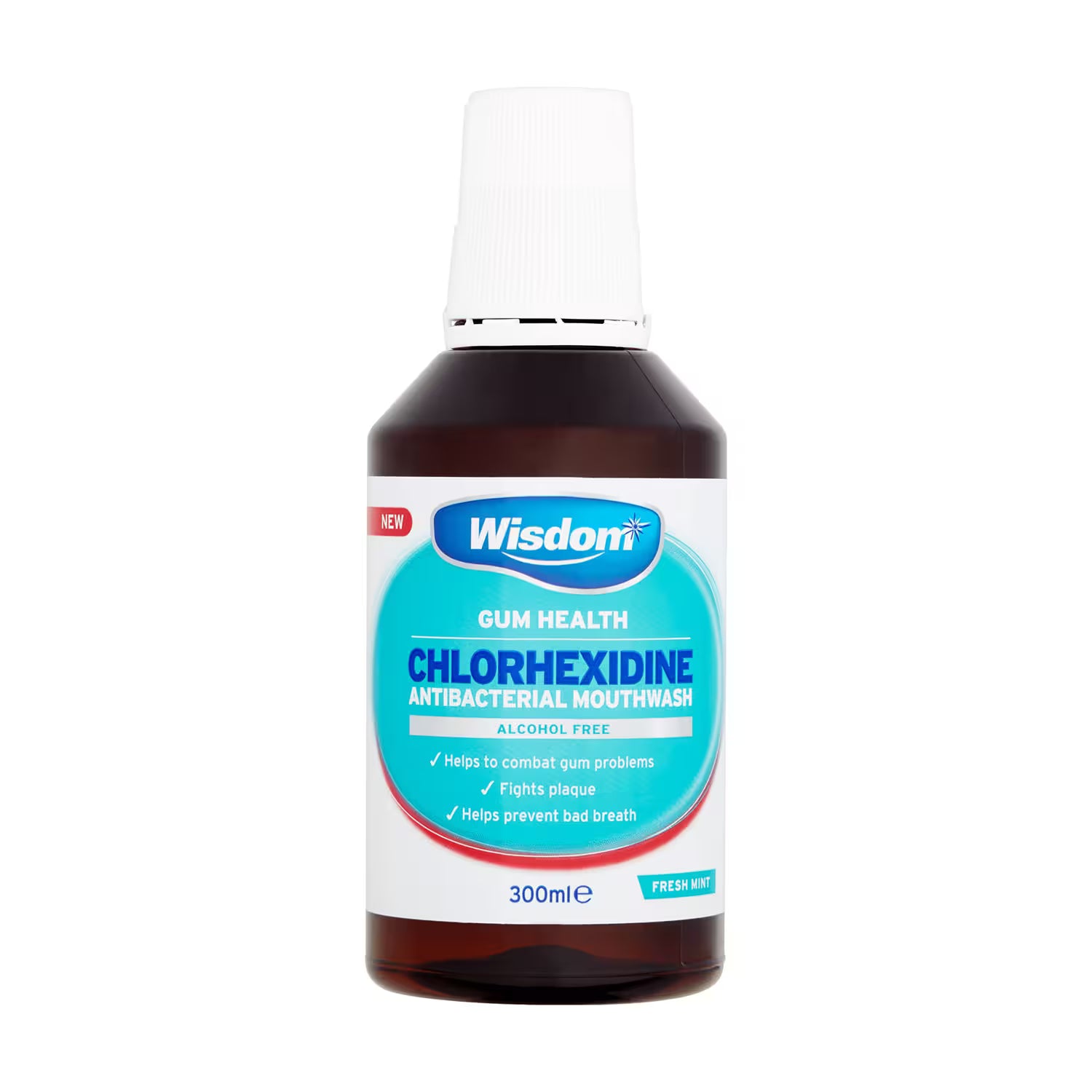 Wisdom Chlorhexidine 0.2% Mint Alcohol Free Mouthwash (300ml)