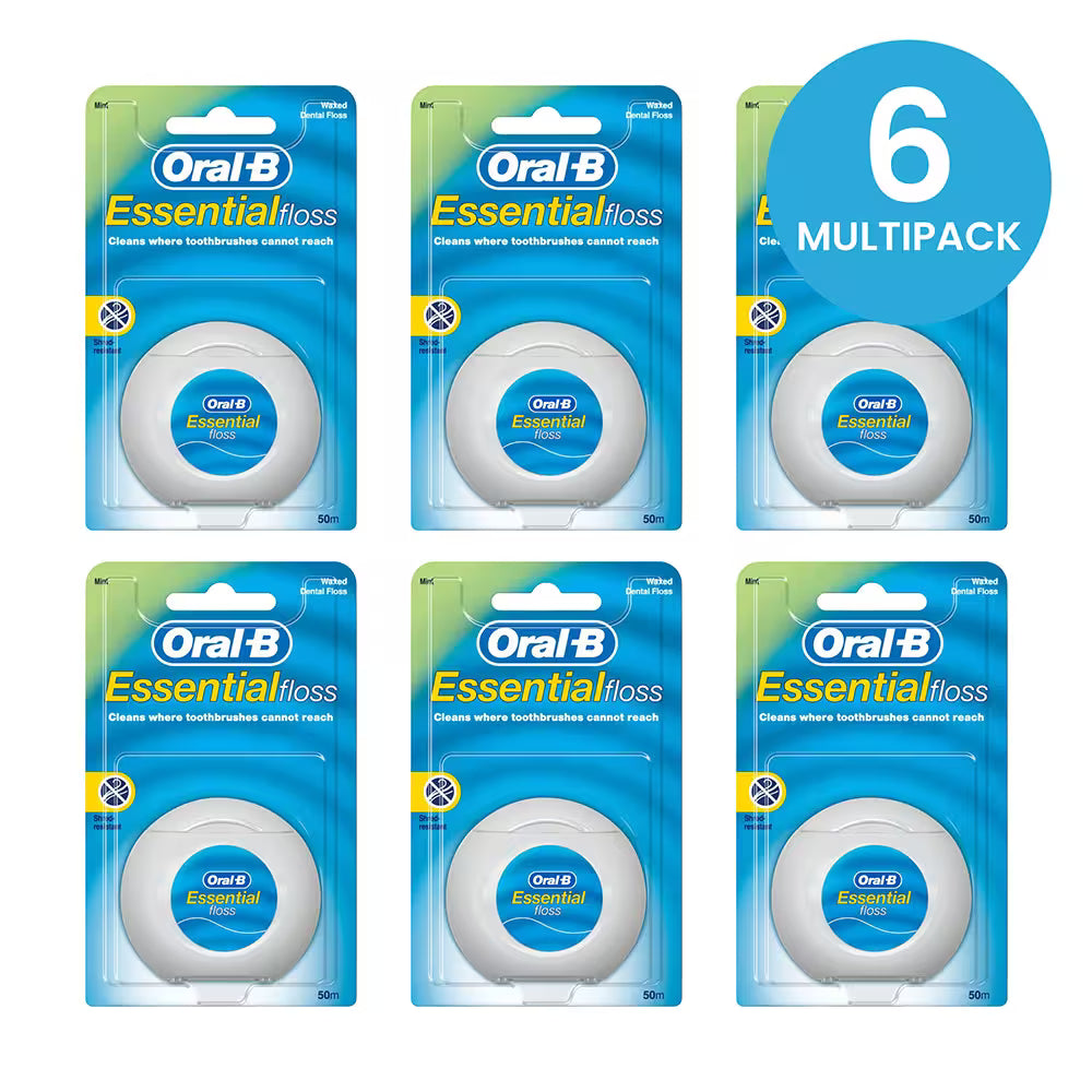 Oral-B Essential Floss Waxed Mint (50m) Multipack of 6
