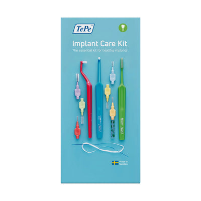Tepe Implant Care Kit (Toothbrushes, Interdentals, Floss).