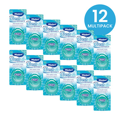 Wisdom Fresh Effect Mint Burst Expanding Dental Floss - Multipack of 12