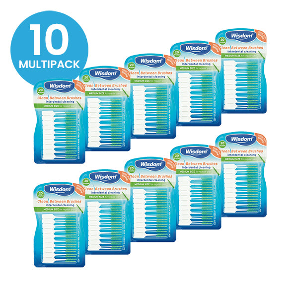 Wisdom Clean Between Interdental Brushes 20's Medium Green - Pack 10