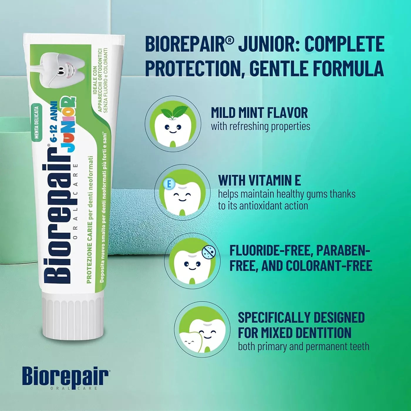 Biorepair Junior Mint Toothpaste 6-12 Years (75ml)