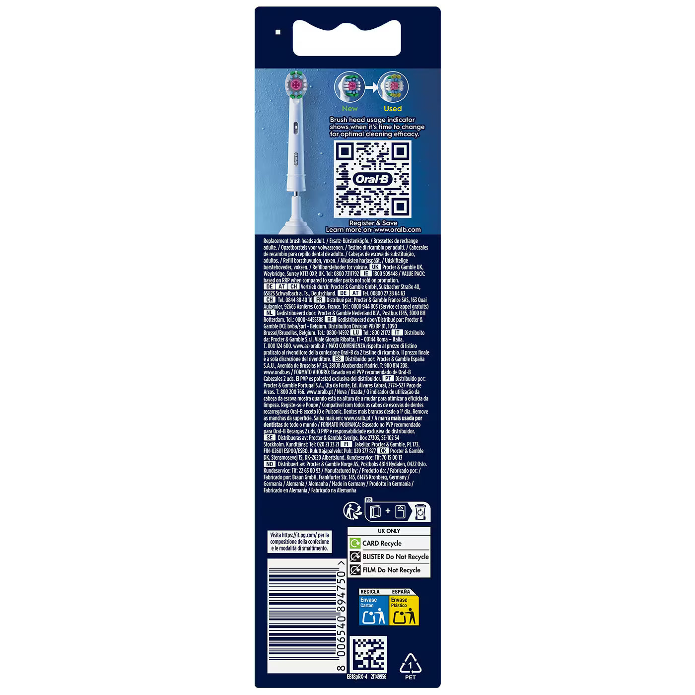 Oral-B 3D White Replacement Heads 4 Pack