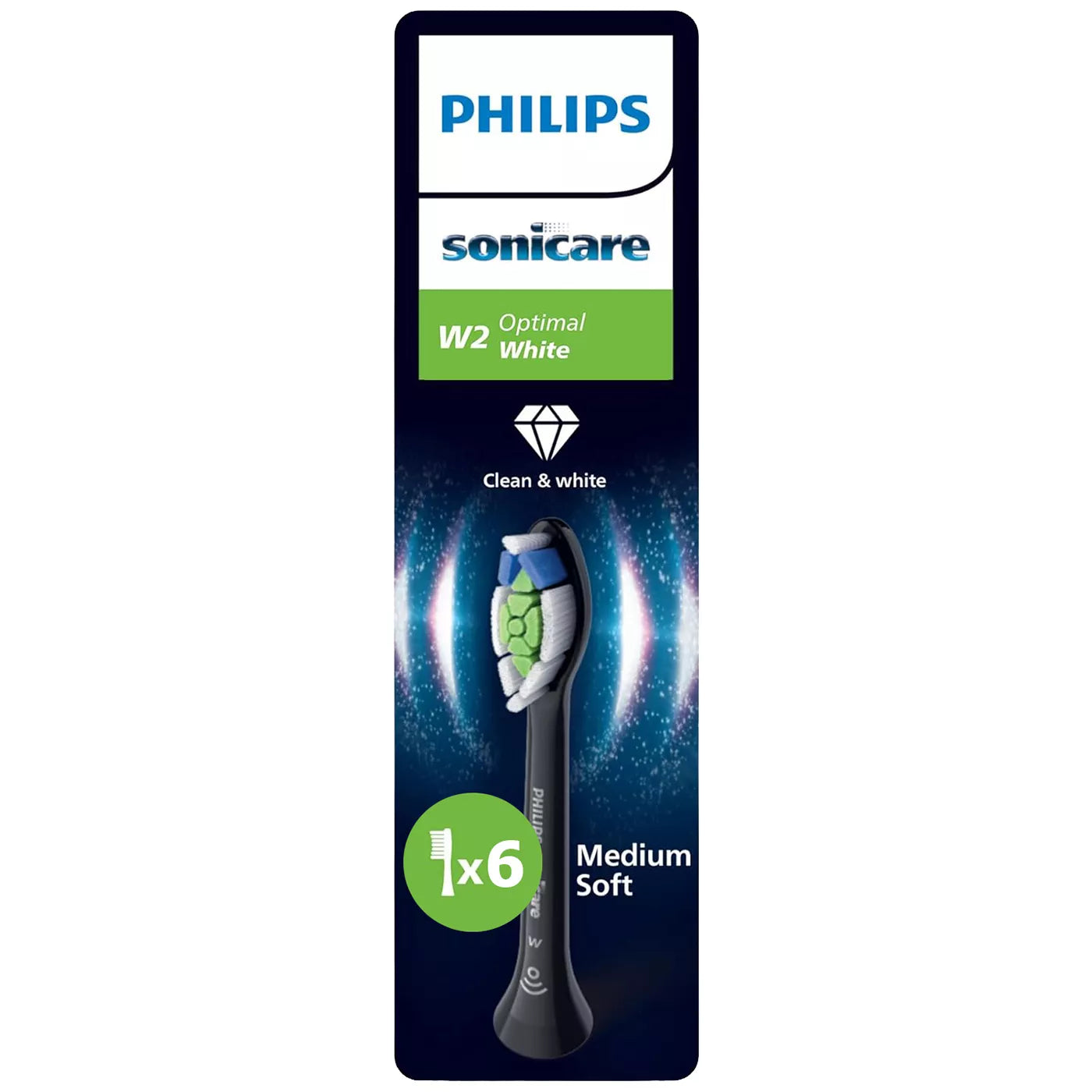 Philips Sonicare W2 Optimal Black Replacement Heads (6 Pack)