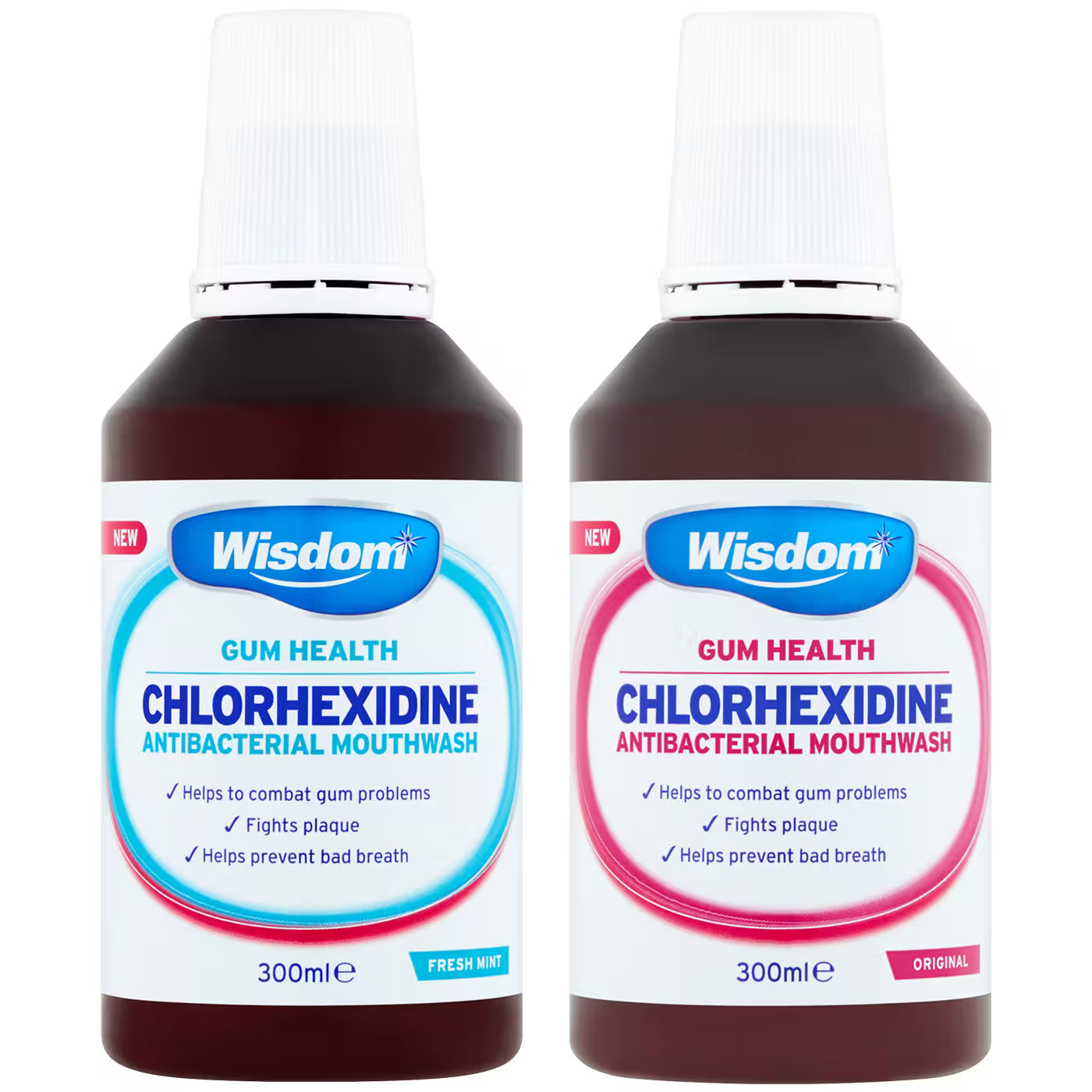Wisdom Chlorhexidine 0.2% Mouthwash (300ml) - Mint & Original