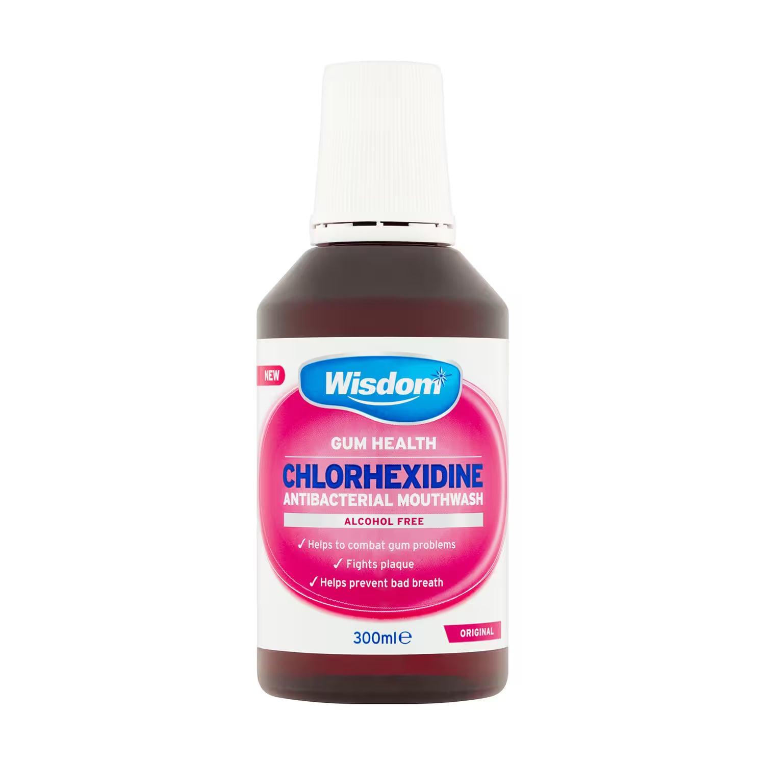 Wisdom Chlorhexidine 0.2% Original Alcohol-Free Mouthwash (300ml)